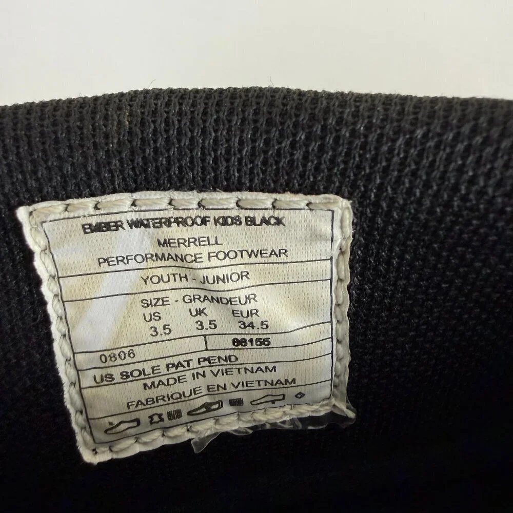 EUC Merrell Polar Tec Tundra Black Waterproof Youth Boots